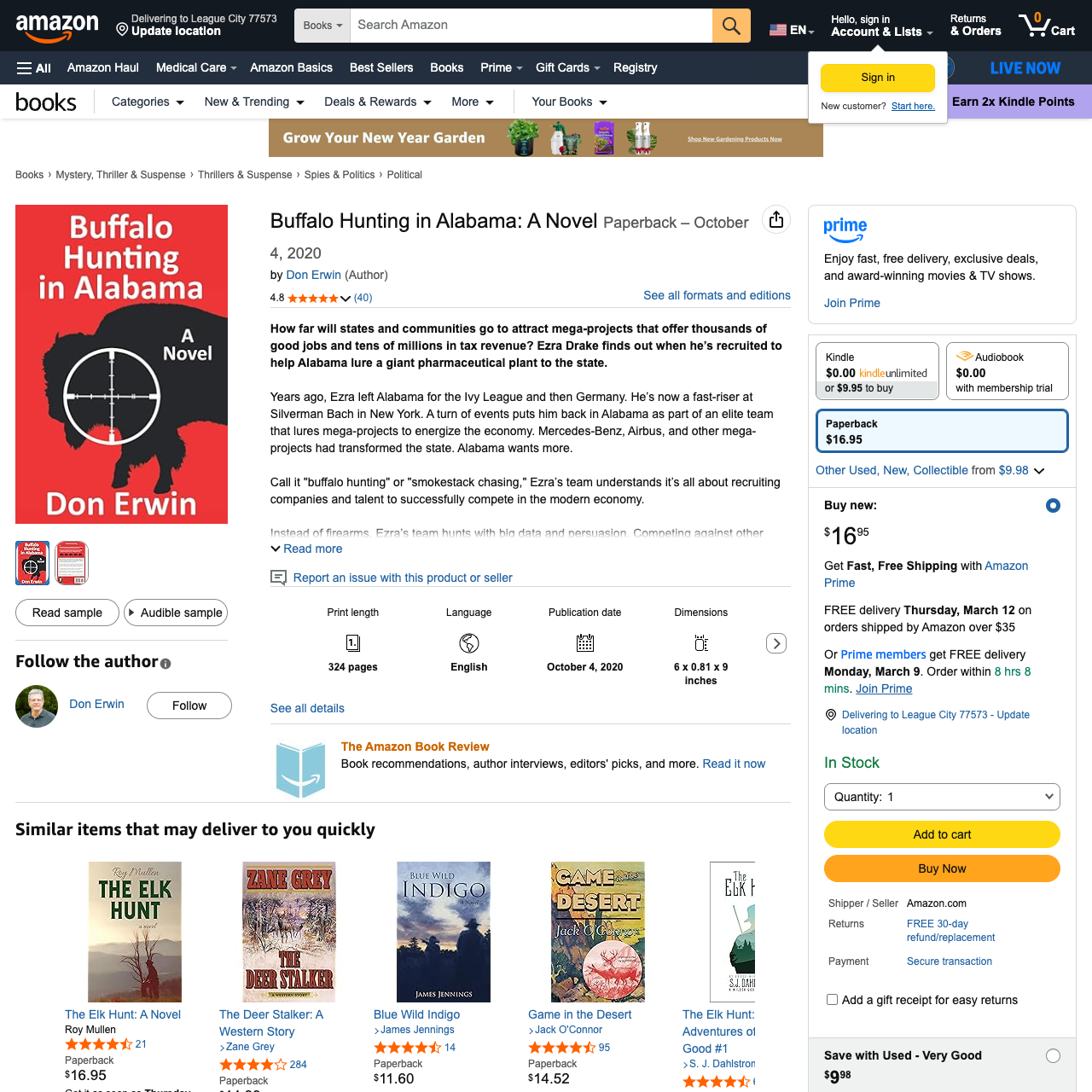 Buffalo Hunting in Alabama: A Novel