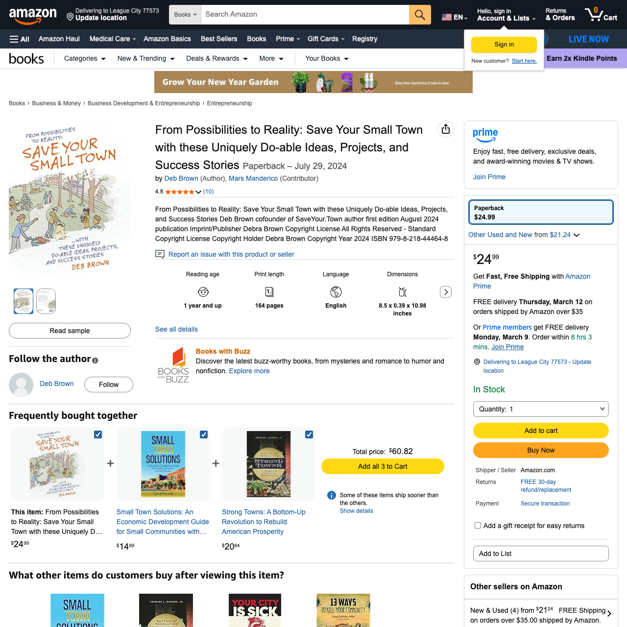 From Possibilities to Reality: Save Your Small Town with these Uniquely Do-able Ideas, Projects, and Success Stories: Brown, Deb, Manderico, Mars: 9798218444648: Amazon.com: Books